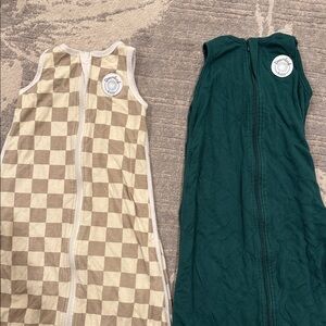 Dreamland Baby Checkerboard Zip Sleep Sack - Beige & Cream & Green Sleep Sack